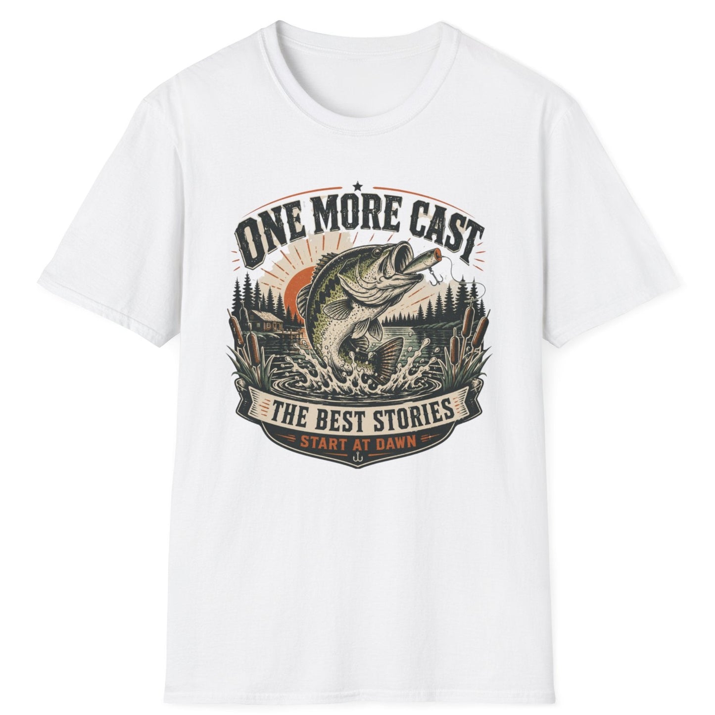 Fishing T-Shirt — "One More Cast" Vintage Bass Tee