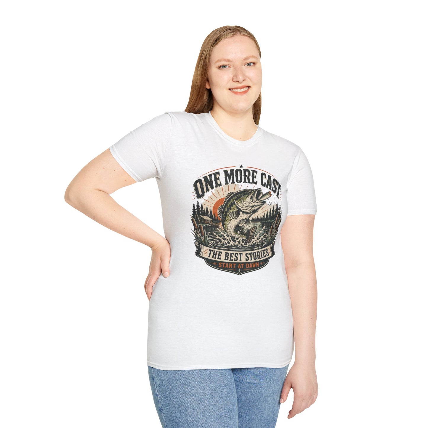 Fishing T-Shirt — "One More Cast" Vintage Bass Tee