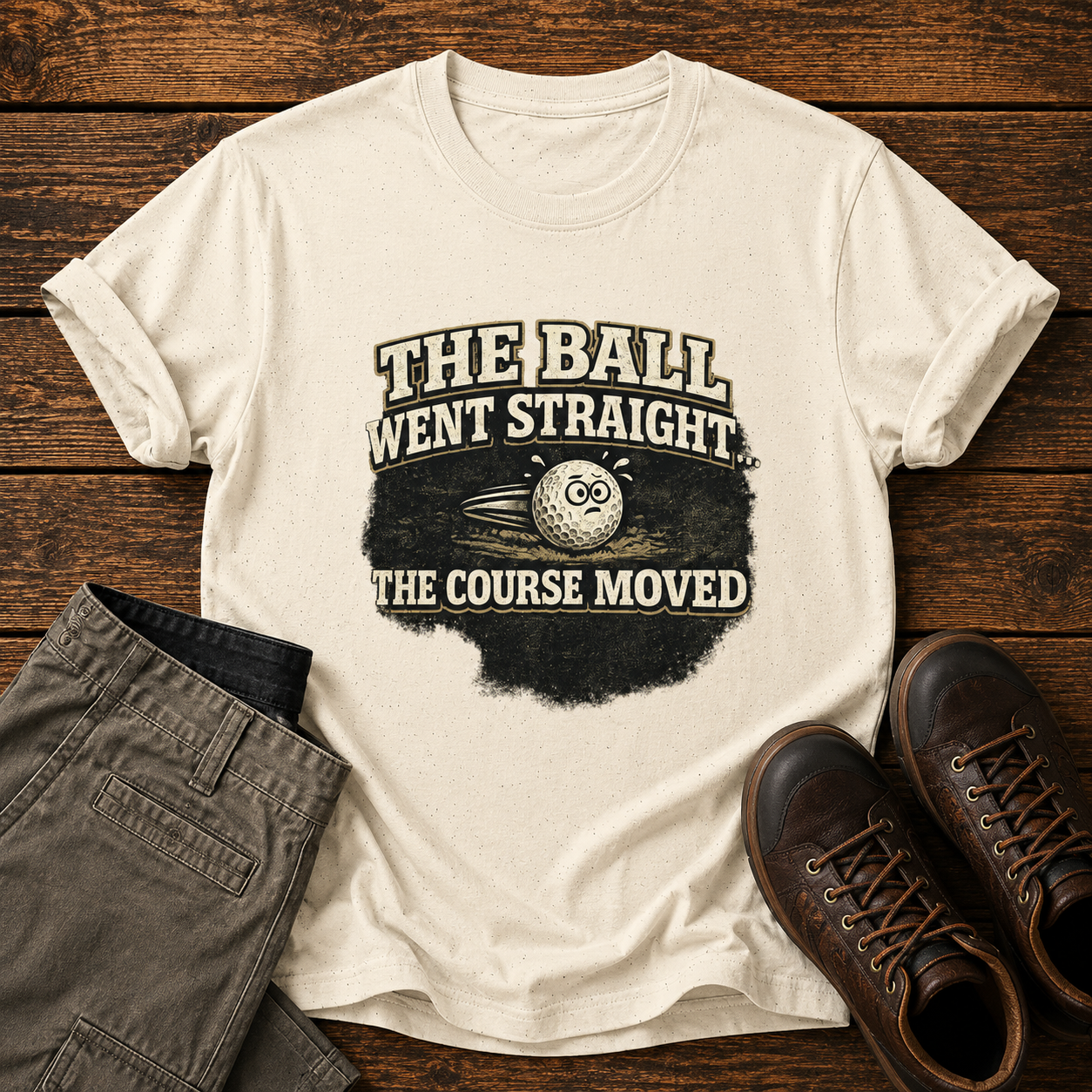 "The Ball Went Straight" Funny Golf Shirt (The Course Moved)